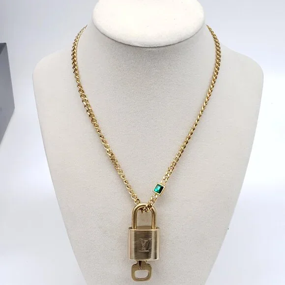 Authentic Louis Vuitton Gold Padlock with Unbranded Stainless Steel Chain - Picture 6 of 8